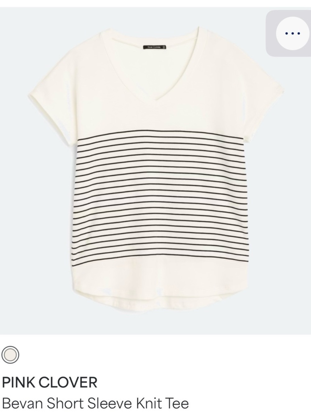 Pink Clover Cream V-Neck Short Sleeve Stripe Top
